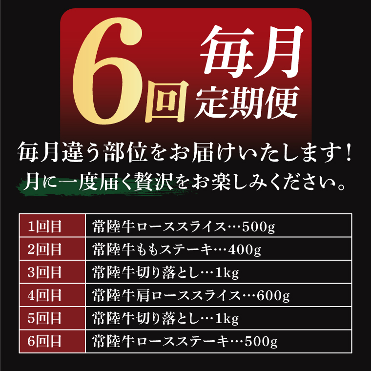 【6回定期便】最高級A4.5ランク常陸牛 お楽しみセット【茨城県共通返礼品】｜ブランド牛 銘柄牛 和牛 黒毛和牛 国産 A5・A4ランク 等級 お肉 牛肉 ロース もも 切り落とし ステーキ 定期 6ヶ月 毎月 茨城県 大子町（DD005）