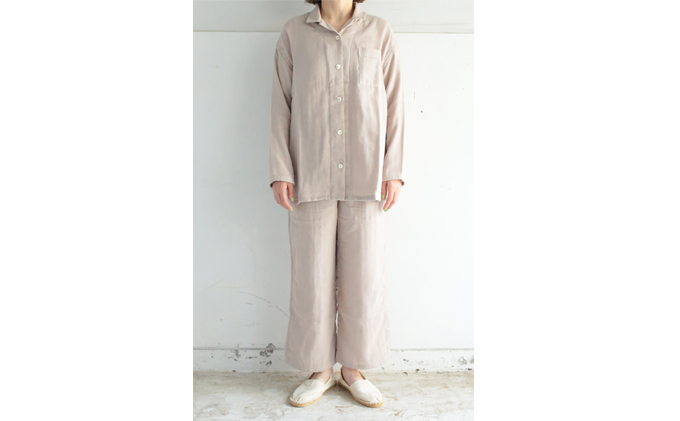 PGガーゼ ガーゼパイピングパジャマ レディス ニュートラルピンク