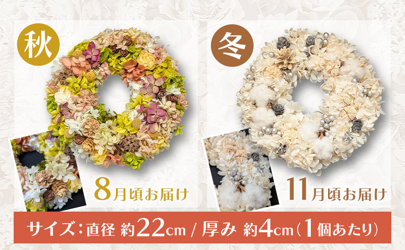 季節毎にお届け【プリザーブドフラワー】四季を彩るフラワーリース 4シーズンセット［春夏秋冬］一年中楽しめる枯れないお花［ほなみ雑貨］【 リース 手作り アレンジメント プリザーブド 飾り 空間 特別 北海道 十勝 幕別 】