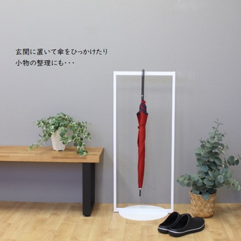 円盤ベースハンガーW400 白 ロータイプ ハンガーラック おしゃれ 子ども キッズ 子供 パイプハンガー スリム シンプル アイアン 省スペース 子ども用 洋服かけ 傘掛け ハンギング 収納 玄関収納 高さ95cm