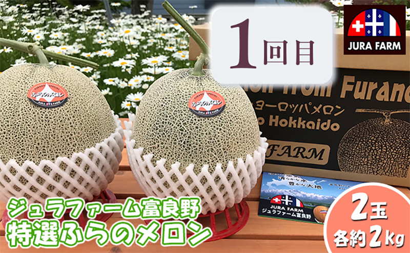 【年3回定期便】【2026年7～8月連続お届け】数量限定！ ふらのメロン 厳選3農家 コラボ  定期便(1)  食べ比べ 赤肉 2玉×3回 合計6玉 (北海道 富良野市 果物 フルーツ 甘い デザート 産地直送 新鮮 先着順 ジュラファーム富良野 ウエノ農園 スイートベジタブルファクトリー)