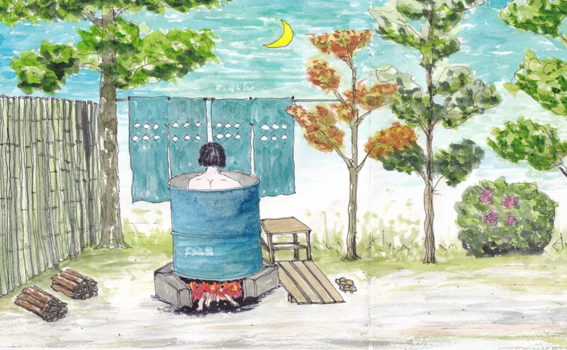 体験型民泊2名 Sコース宿泊券 ドラム缶風呂＆囲炉裏バーベキュー 収穫体験 民俗芸能鑑賞 名所案内 民泊 薪割り 体験 自然 バーベキュー 露天風呂 愛知県 日進市