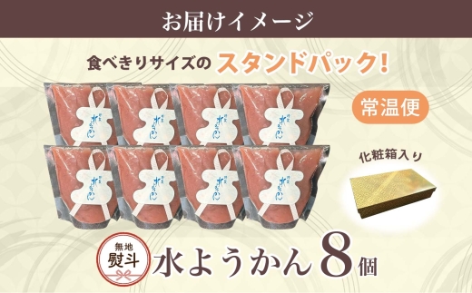 無地熨斗 水ようかん 8個 化粧箱入り 7月初旬よりお届け ようかん 和菓子 菓子 羊羹 北海道産 小豆 スイーツ 夏 おやつ お中元 お供え 贈答 常温 一心堂 北海道 洞爺湖町 熨斗 のし 名入れ不可