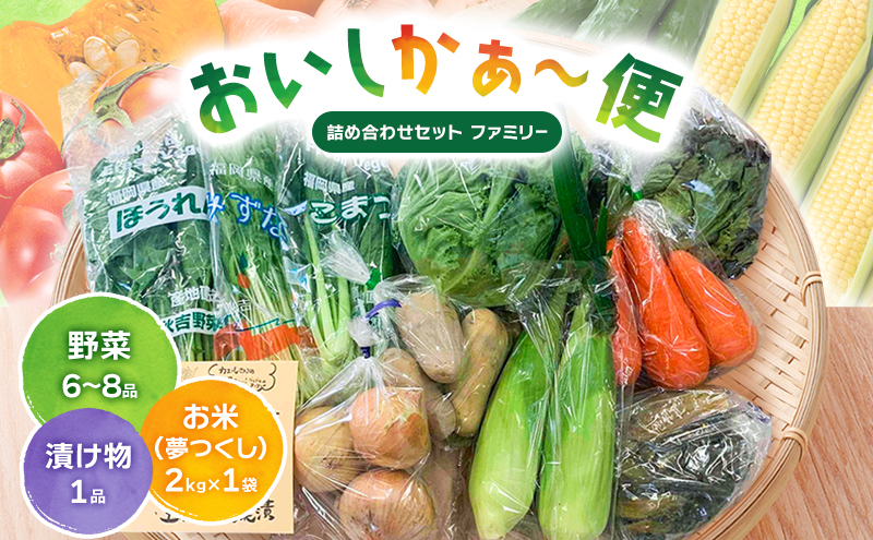 おいしかぁ〜便 詰め合わせセット ファミリーセット 家族用 野菜 やさい 米 新鮮 新鮮野菜 家庭用 新鮮 福岡県 大刀洗町