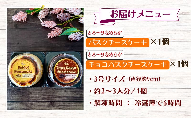 バスクチーズケーキ2種詰合せ　お菓子 スイーツ デザート  おやつ 甘い 手作り チョコ チーズ ケーキ 新潟県 十日町市