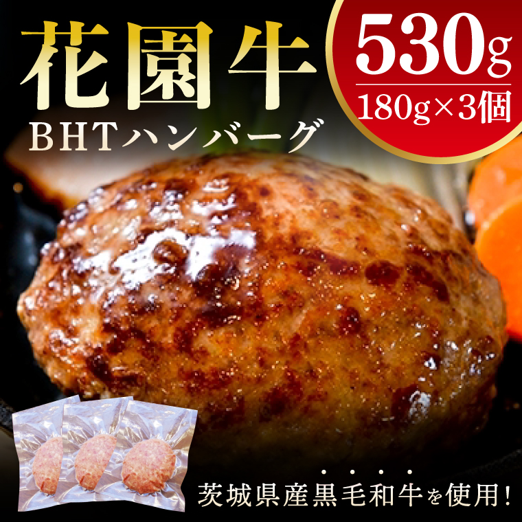 花園牛 BHTハンバーグ 180g×3個[ハンバーグ 肉 お肉 贅沢 冷凍 茨城県 北茨城市]