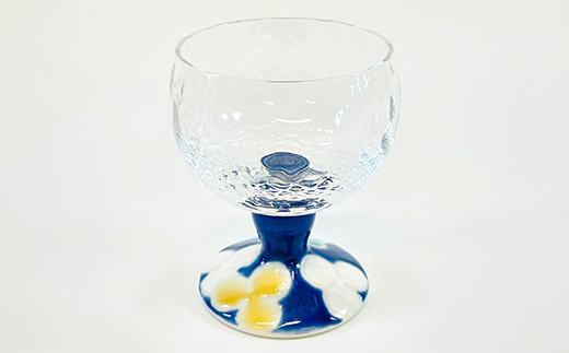 九谷和グラス　馬上グラスクローバー（ブルー） F6P-2994