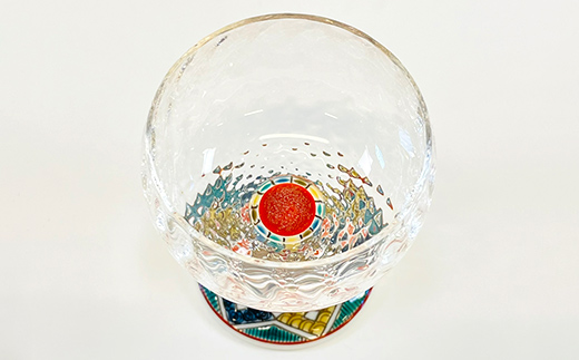 九谷和グラス　馬上グラス古九谷菱紋 F6P-2996