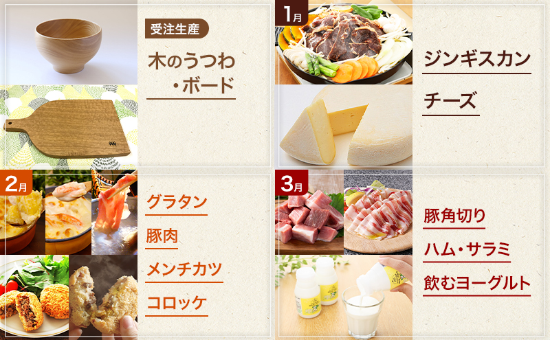 十勝幕別の定期便 1年間の贅沢三昧 全12回 【 チーズ 蜂蜜 ハンバーグ 麺 ウインナー ベーコン 餃子 グラタン 麺 和菓子 スイーツ カレー 牛 豚 野菜 北海道 十勝 幕別 】