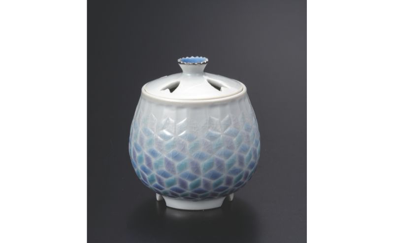 九谷焼 2.8号香炉・紅掛空色