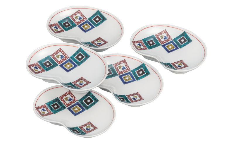 九谷焼 5.8号皿揃・石畳(5枚組)