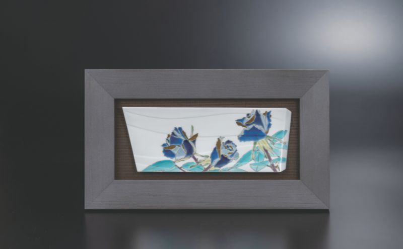 九谷焼 陶額・色絵薔薇