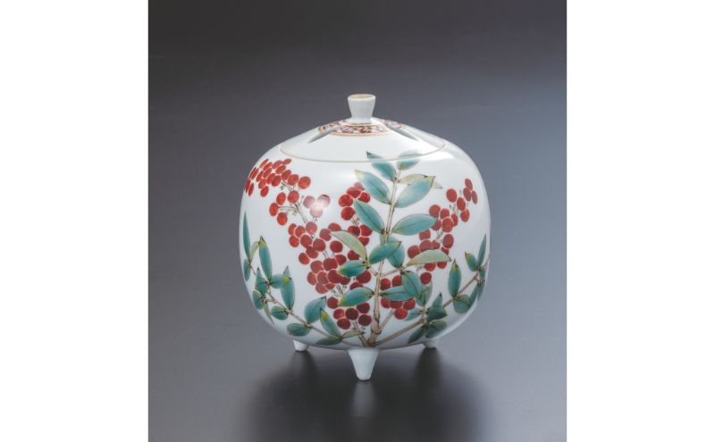 九谷焼 3.8号香炉・南天