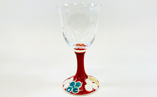 九谷和グラス ワイングラスクローバー（レッド） 工芸品 グラス コップ 食器 F6P-3155