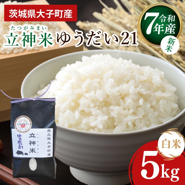 【新米】令和7年産 立神米ゆうだい21（白米）5kg｜茨城県 大子町 米 コンテスト 受賞 生産者 大子産米 産地直送 モチモチ 甘い（BT074）
