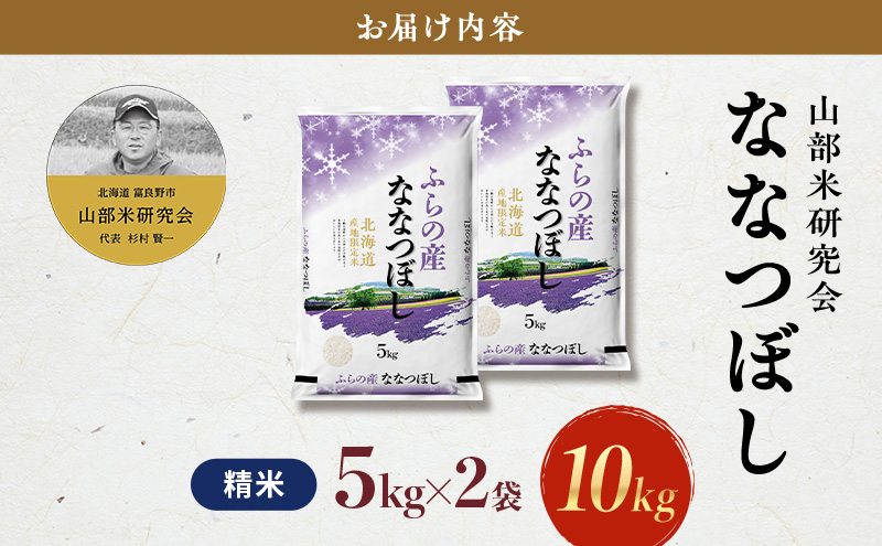 【令和7年度産】富良野 山部米研究会【 ななつぼし 】精米 5kg×2袋（10kg）お米 米 ご飯 ごはん 白米 令和7年 令和7年産 送料無料 北海道 富良野市 道産 直送 ふらの