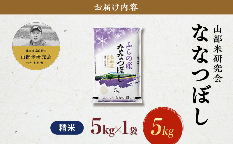 【令和7年度産】富良野 山部米研究会【 ななつぼし 】精米 5kgお米 米 ご飯 ごはん 白米 令和7年 令和7年産 送料無料 北海道 富良野市 道産 直送 ふらの