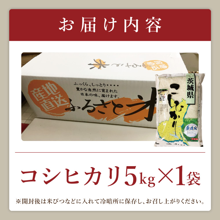 【数量限定】R6年産取手市産コシヒカリ 無洗米5kg|お米 米 こしひかり コシヒカリ 白米 茨城県 取手市（BS009）