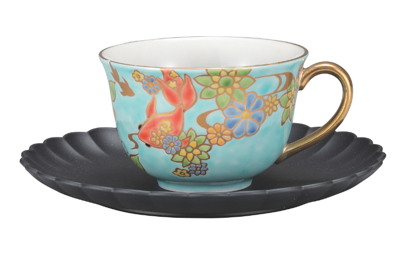 九谷焼　カップ＆ソーサー・金魚