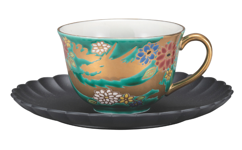 九谷焼　カップ＆ソーサー・金龍