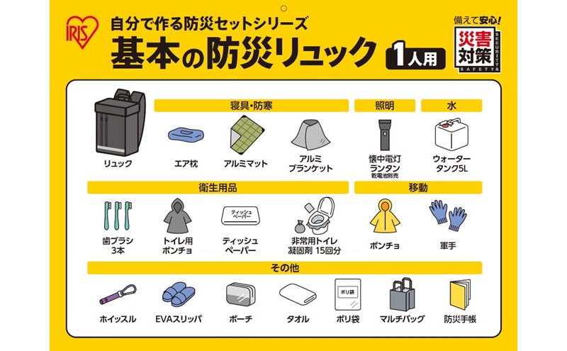 基本の防災リュック BRB-4 防災 防災グッズ 防災セット 防災リュック アイリスオーヤマ 防災士監修 災害備蓄管理士監修