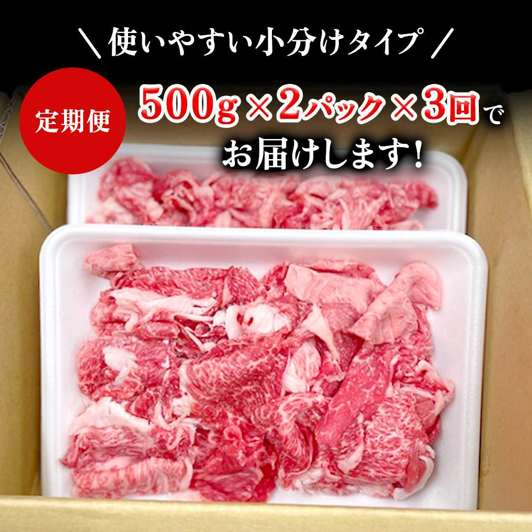 茨城県つくばみらい市のふるさと納税 【定期便】 全3回 【 常陸牛 】 切り落とし 1kg (茨城県共通返礼品) 国産 切落し 焼肉 焼き肉 お肉 A4ランク A5ランク ブランド牛 小分け [BX87-NT]