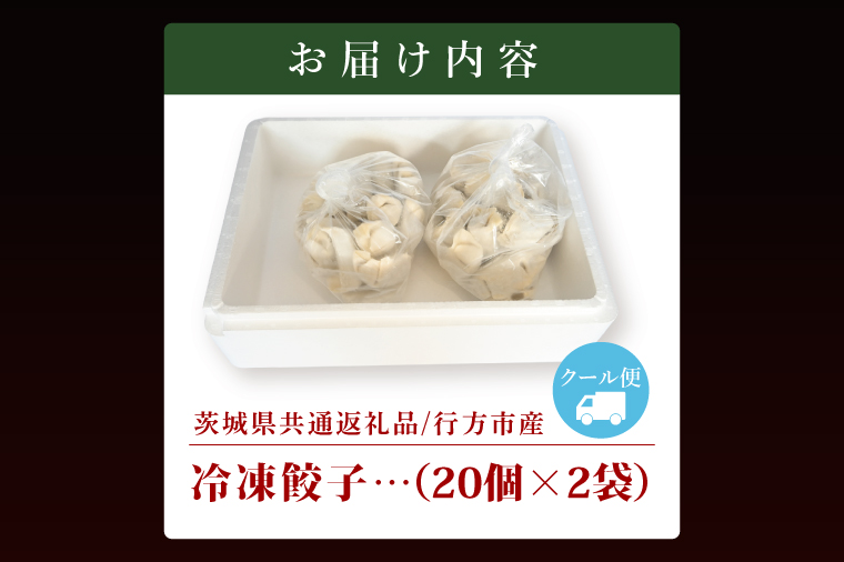 冷凍餃子 40個（20個×2袋） ブランド豚 「 美明豚 」（茨城県共通返礼品・行方市産） 小分け 餃子 ギョウザ 国産 豚肉 野菜 惣菜 おかず フライパン