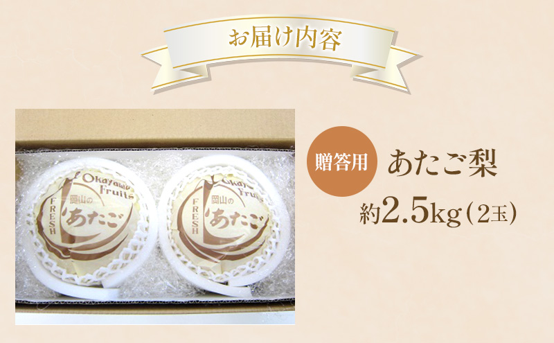 梨 2025年 贈答用 あたご梨 約2.5kg (2玉) フルーツ 果物 岡山 赤磐市