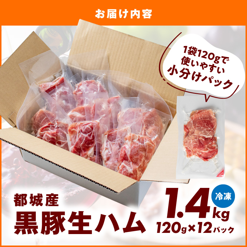 宮崎県都城市のふるさと納税 黒豚生ハム1.4kg_MJ-2519