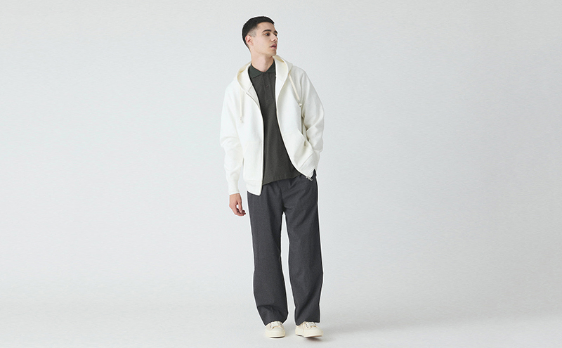 パーカー アンユースレス ジップアップ スニットパーカー 服 洋服 ファッション 耐久性 上品 コーマ糸 無撚糸コットン 洗濯可能 墨田区 東京都