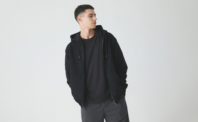 パーカー アンユースレス ジップアップ スニットパーカー 服 洋服 ファッション 耐久性 上品 コーマ糸 無撚糸コットン 洗濯可能 墨田区 東京都