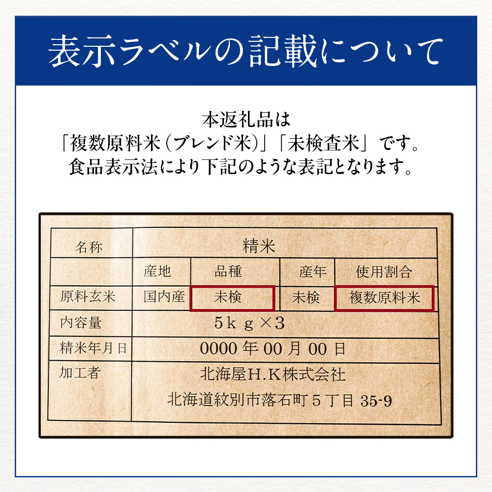 39-30 【年内配送12月15日入金まで】訳あり 北海道ブレンド米20kg（5kg×4） within2025