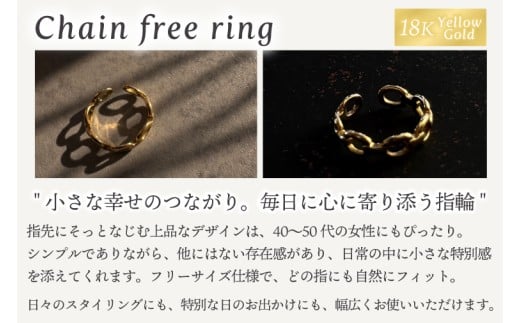 リング 指輪 Chain free ring K18 【18金 イエローゴールド フリーリング アクセサリー ギフト ショップバック ご褒美 茨城県 鹿嶋市】（KBD-64）