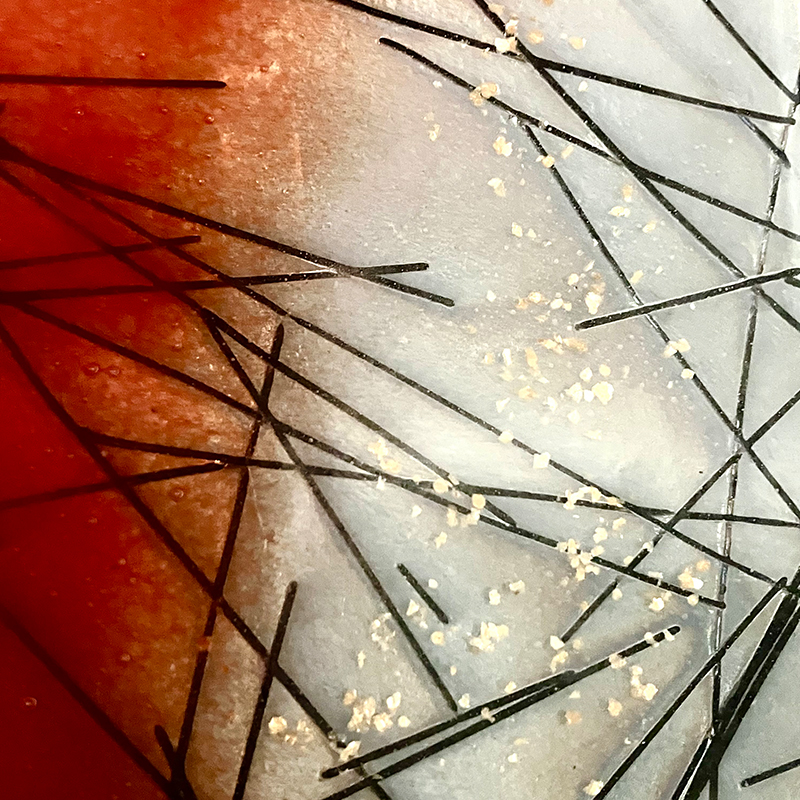 【皿】おもてなし皿　和モダン　ガラス皿　朱・金彩　中皿1枚　D