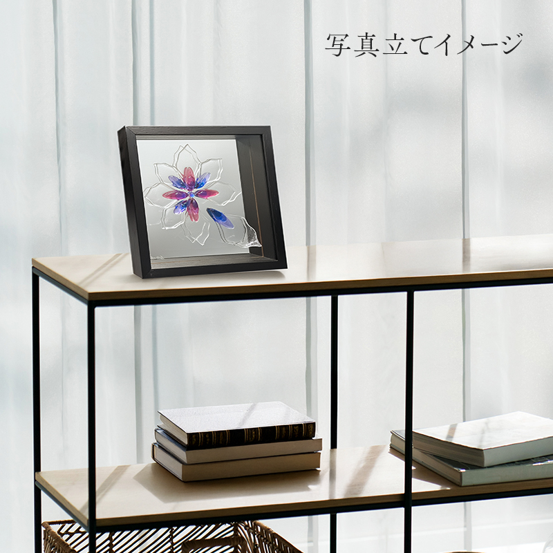 【壁飾り】インテリア　ガラスアート　花ゆめ風D