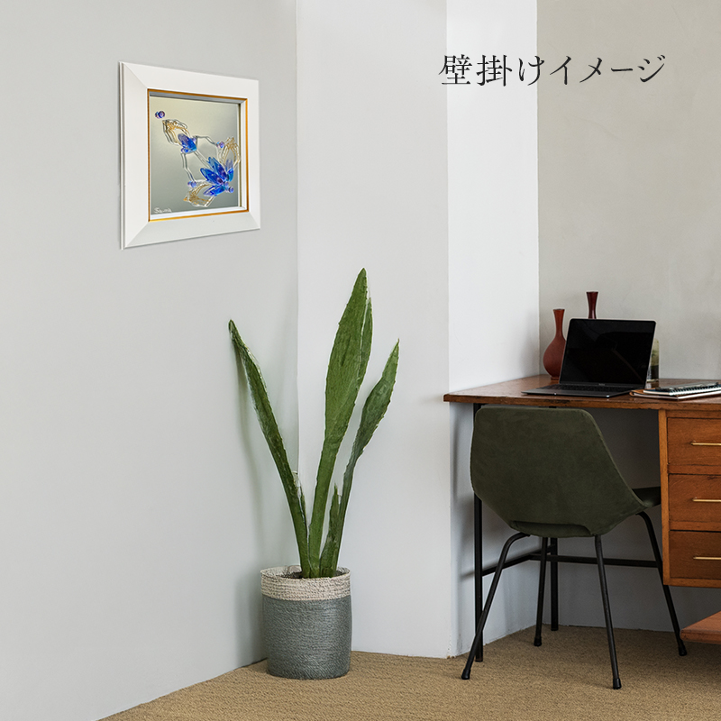 【壁飾り】インテリア　ガラスアート　花ゆめ風F