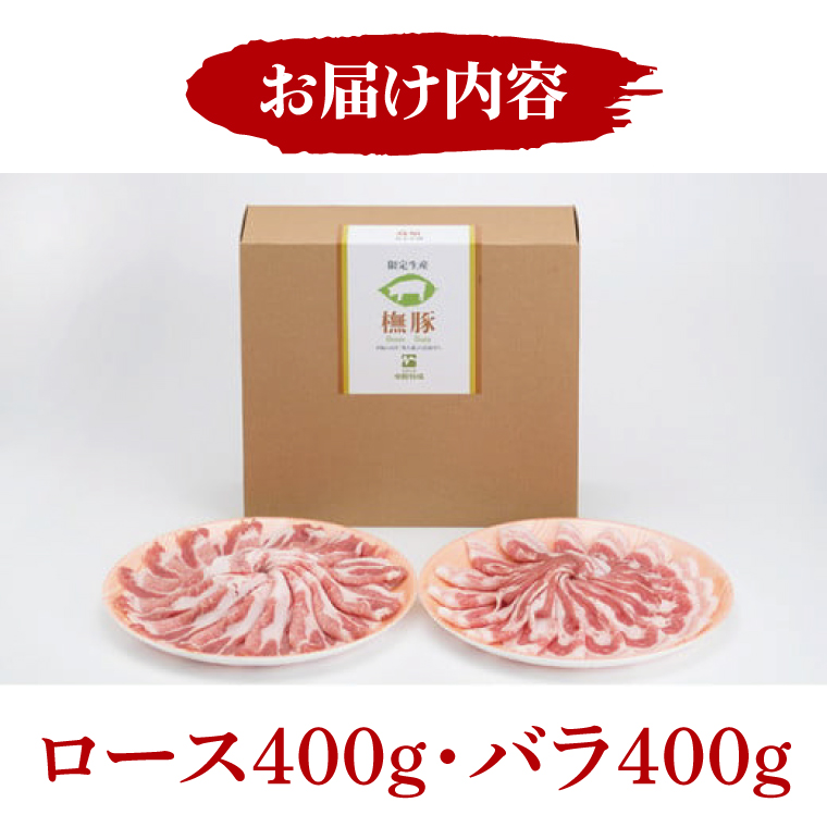 常陸牧場 ぶな豚 しゃぶしゃぶ用 (ロース400g・バラ400g)（AX002）