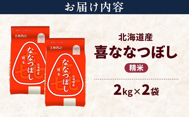 北海道産 喜 ななつぼし 精米 4kg 米 特A 獲得 白米 ごはん 道産米 ブランド米 4キロ お米 ご飯 米 北海道米 JAふらの ホクレン ホクレン米 送料無料 北海道 富良野市