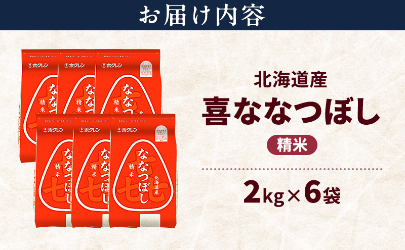 北海道産 喜 ななつぼし 精米 12kg 米 特A 獲得 白米 ごはん 道産米 ブランド米 12キロ お米 ご飯 米 北海道米 JAふらの ホクレン ホクレン米 送料無料 北海道 富良野市