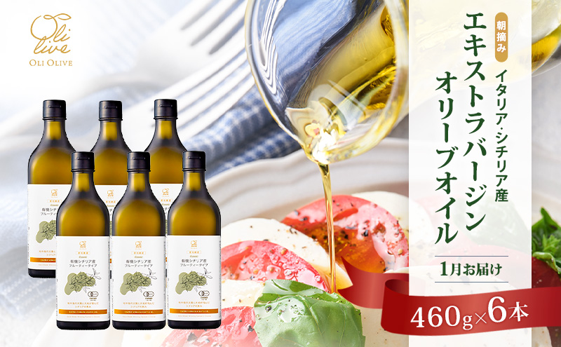 有機栽培 朝摘み シチリア産 エキストラバージン オリーブ オイル 6本セット 1月 オーガニック 調味料 油 オリーブ油 食用油 ギフト 袋井市 静岡県