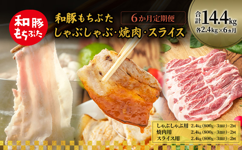 和豚もちぶた 6ヵ月定期便 計14.4kg しゃぶしゃぶ 焼肉 スライス 豚バラ 肩ロース モモ