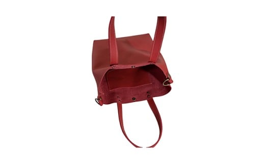 【八幡レザー】ショルダー付きトートバッグ（赤）【DP11W】