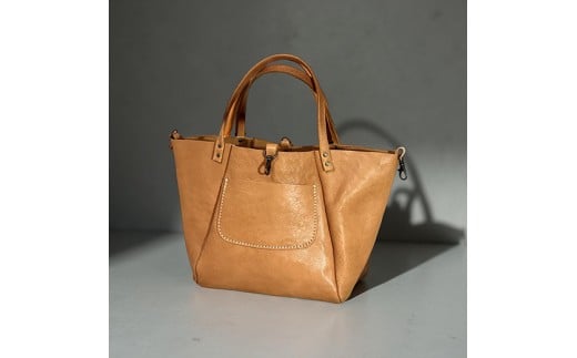 【八幡レザー】かご型トートバッグ（キャメル）【DP12W】