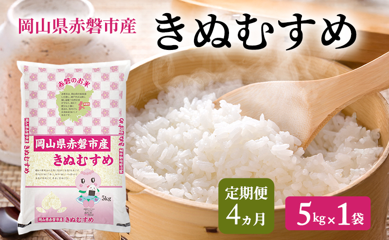 米 2025年 定期便 4ヵ月 きぬむすめ 5kg 1袋 岡山県赤磐市産 精米 白米 こめ お米 特Aランク 4カ月 4回