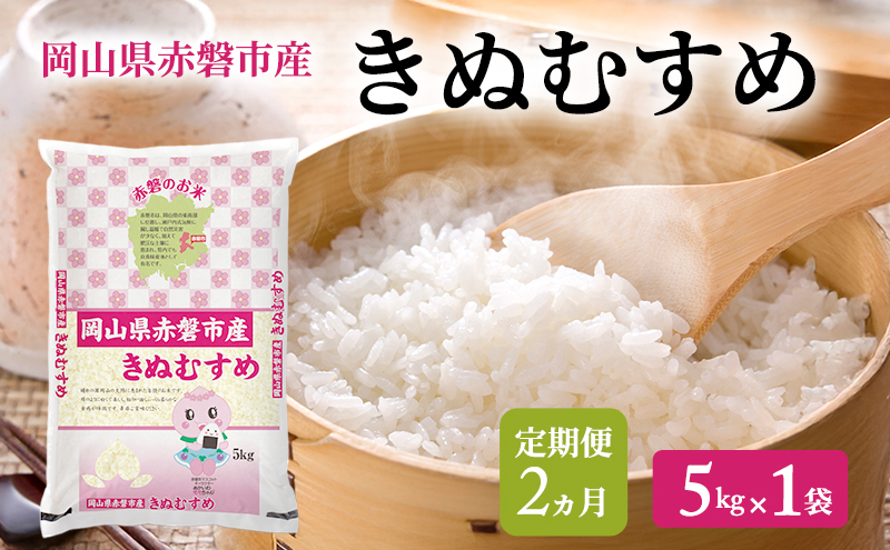 米 2025年 定期便 2ヵ月 きぬむすめ  5kg 1袋 岡山県赤磐市産 精米 白米 こめ お米 2回