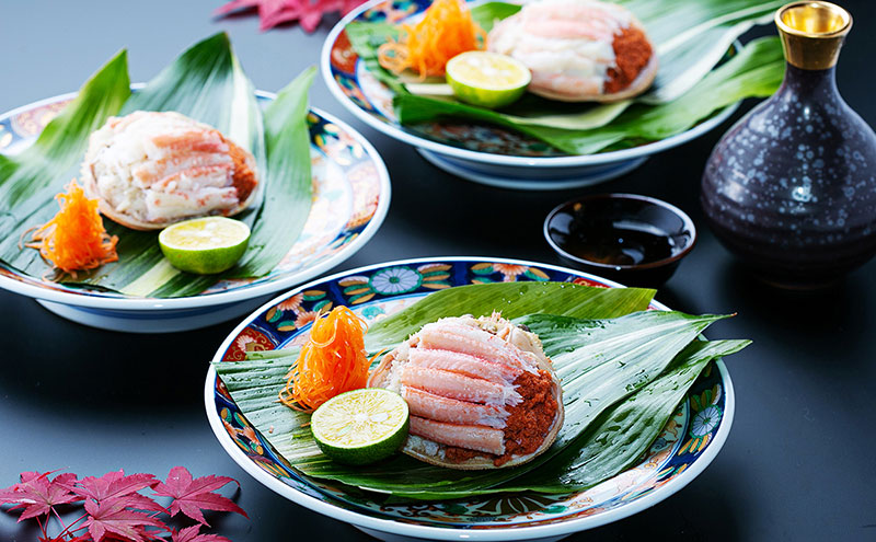 【数量限定】夫婦蟹 甲羅盛セット 松葉蟹 ほぐし身（特々大）※活き蟹（1,100g級）とコッペがに（中サイズ3個）