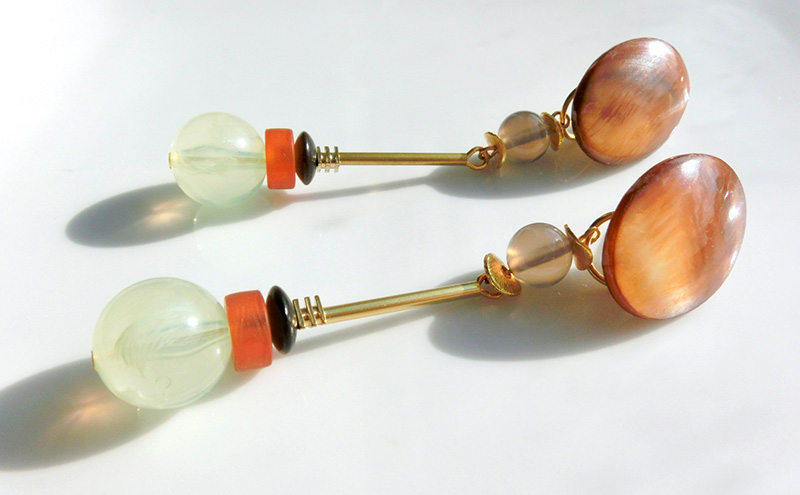 Jupiter ピアス アクセサリー 天然石 1個 [Q]handmadejewely【ゴールド グリーン ブラウン オレンジ シンプル クール エレガント 可愛い ハンドメイド ジュエリー 手作り  職人 上品 華やか ドレス 結婚式 大人の雰囲気 ギフト プレゼント】