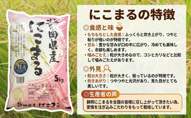 静岡県産にこまる 5kg　 白米 精米 米 産地 直送 静岡 袋井市