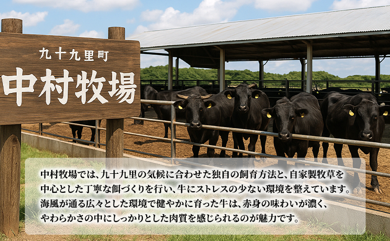 中村牧場が育てた希少！未経産メス国産牛ウチモモ 300g 厚切りステーキ【九十九里町】九十九里浜の自然の国産牛ウチモモ・赤身300gの厚切りステーキで！急速冷凍で鮮度そのままこだわりの逸品