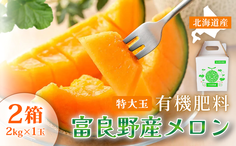 【糖度15度以上 赤肉メロン】富良野産 特秀品メロン 2kg×1玉 2箱｜北海道富良野市 7～8月発送 贈答用 ギフト プレゼント メロン 赤肉メロン 富良野メロン 果物 フルーツ とろける甘さ 夏季限定 旬の味覚 芳醇な香り